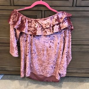 Velvet pink off the shoulder top